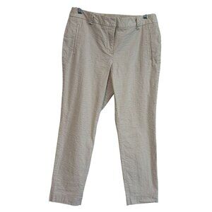 Charter Club Petite Classic Fit Seersucker Pants Beige Stripe 10P Cotton Blend
